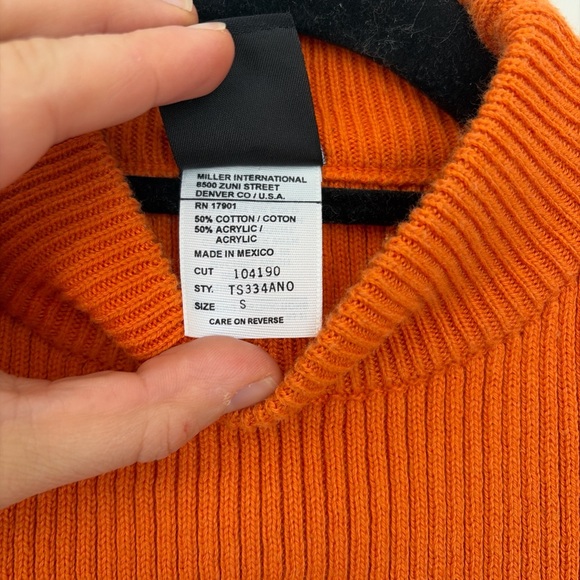 Orange and yellow striped ribbed mock neck sweater vest - Picture 4 of 4